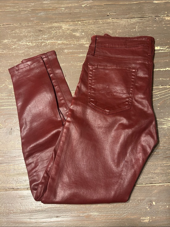 Ag Adriano Goldschmied Denim - Ag Adriano Goldschmied Women's Coated denim Leather Skinny Jeans - Wine